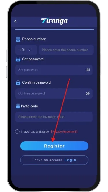Complete the signup process by clicking on the Register button